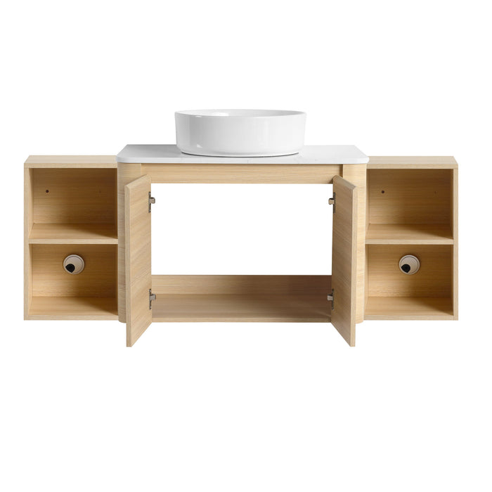 Mounted Bathroom Vanity With Art Sink, 2 Storage Shelves, Soft Close Door