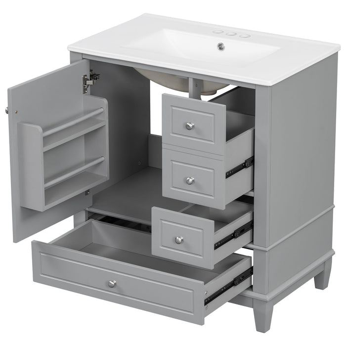 Freestanding Bathroom Vanity With Sink, Soft Close Door, 3 Drawers
