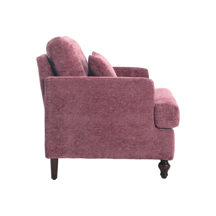 Modern Mid Century Wood Frame Armchair With Tufted Design