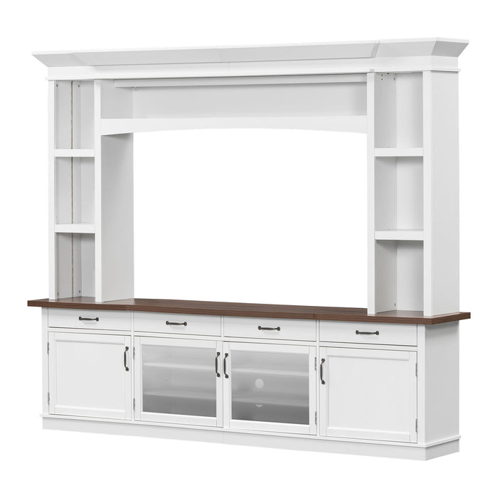 Extra Long TV Stand With 7 Color LED Lights, Adjustable Shelves & Storage Cabinets