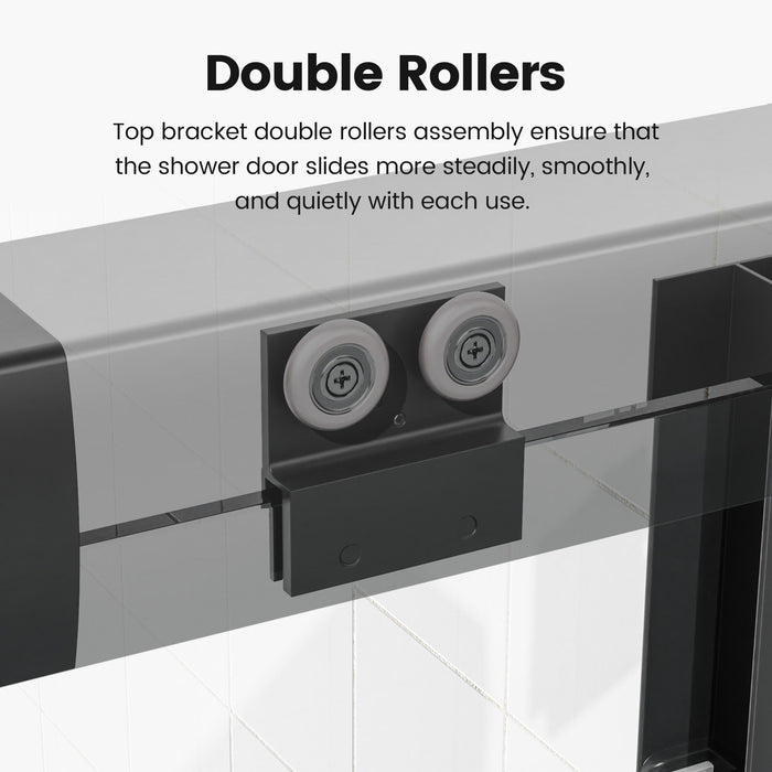 Semi Frameless Double Sliding Shower Door With Tempered Glass
