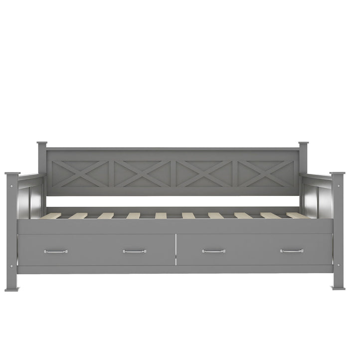 Modern Daybed With 2 Large Drawers, X Shaped Frame