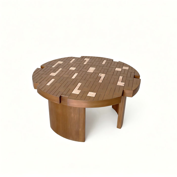 Round End Table For Living Room - Brown / Yellow