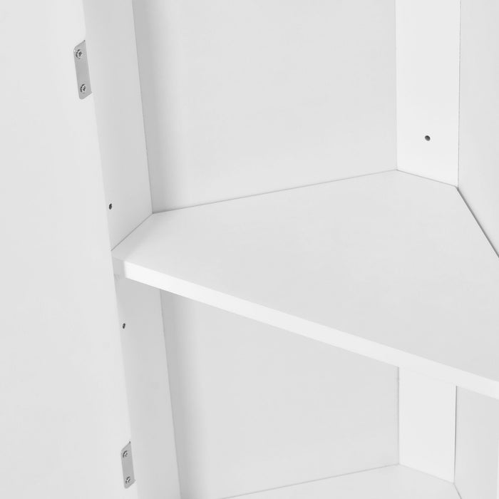 Multi Functional Corner Cabinet With Adjustable Shelves And 2 Doors
