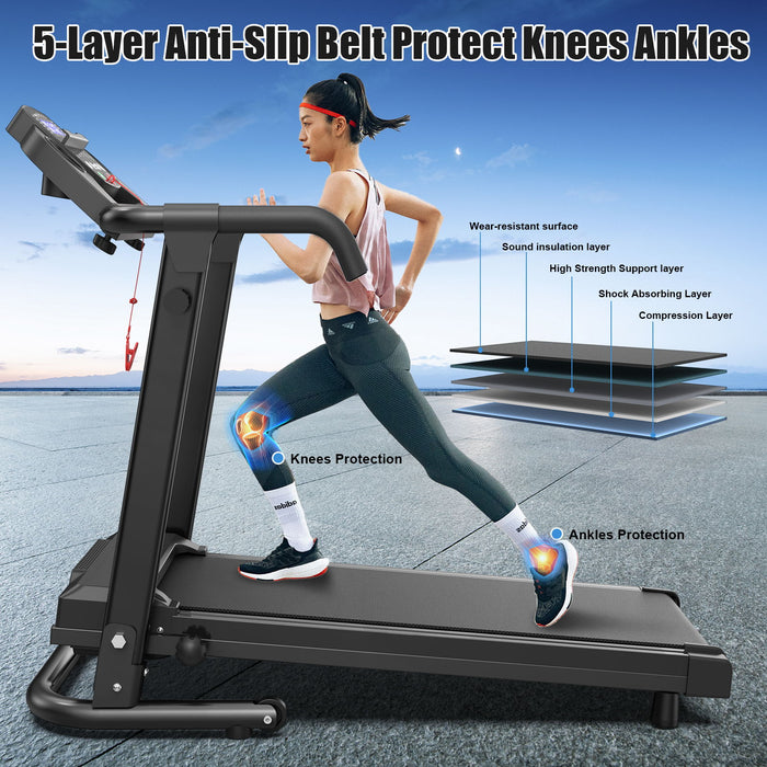 2.5Hp Portable Treadmill With Handles, App Control & LED Display - Black