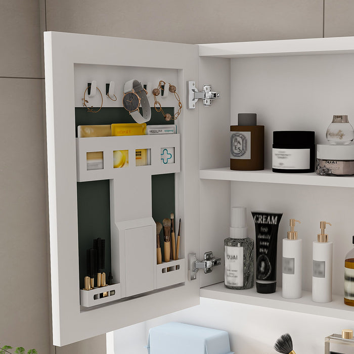Wall Mounted Bathroom Mirror Cabinet With LED Lights, Anti Fog & Explosion Proof, Touch Control Medicine Cabinet, 3 Color Lighting - White