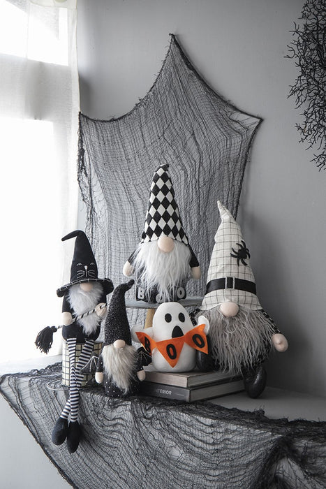 Gnome With Wings Decor, For Halloween Decor - Black White