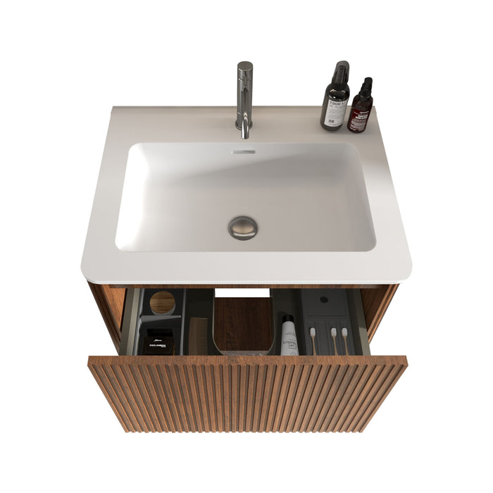 Etna - Striped Bathroom Vanity With Ceramic Sink, Wall Mounted Floating Bathroom Vanity For Modern Bathroom