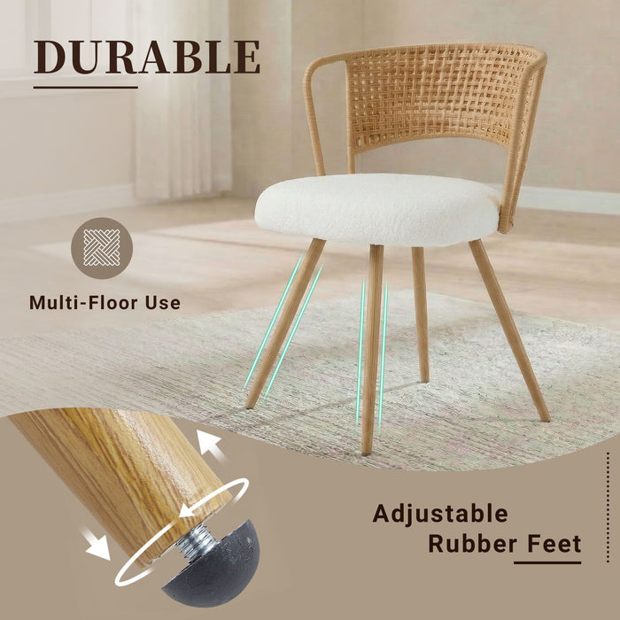 Dining Chairs With Wing Back Design For Kitchen (Set of 2) - Beige / Brown