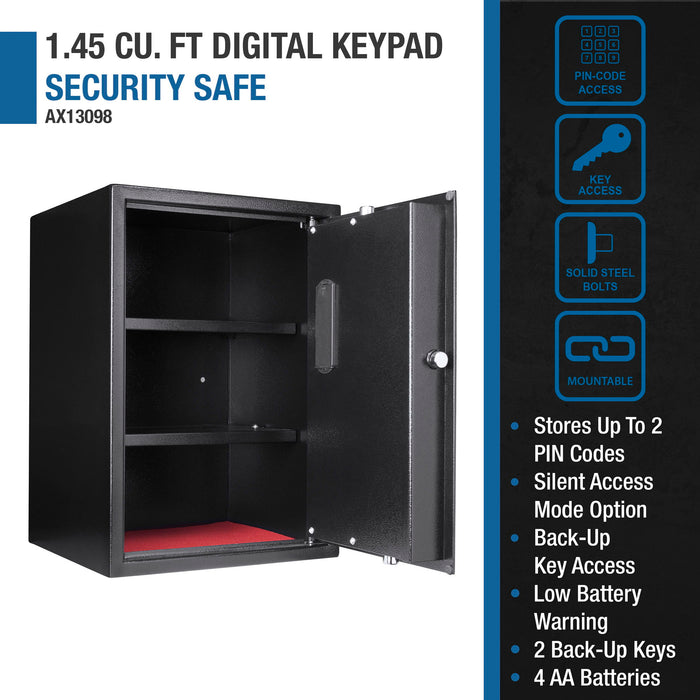 Large Digital Keypad Safe 1 45 Cubic Ft - Black