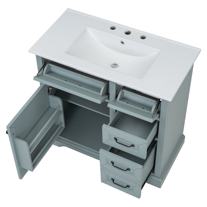 Bathroom Vanity With Sink, 2 Tip Out Drawers, Soft Close Hinges - Gray