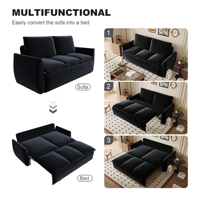 Pull Out Sofa Bed, 3 Seat Convertible Sleeper Sofa With 2 In 1 Pillow And Blanket Set