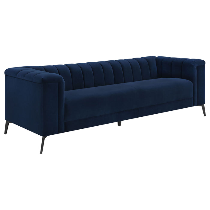 Darci - Tuxedo Arm Sofa With Tapered Legs - Blue