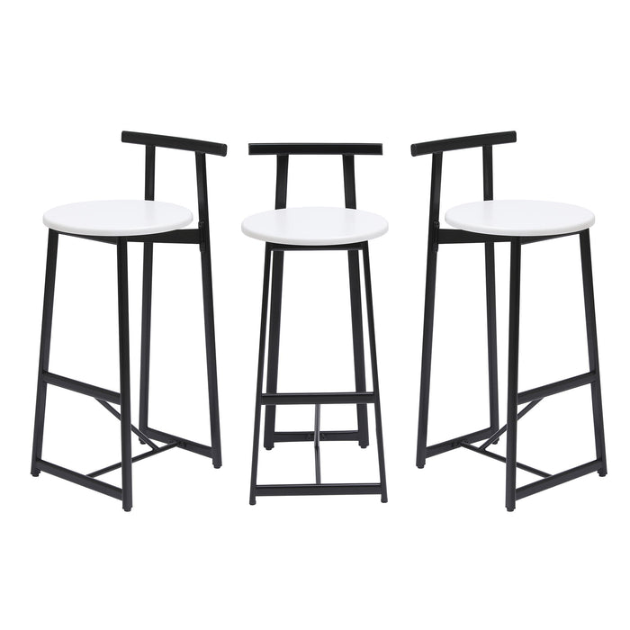 Modern Bar Stools With Backrest For Kitchen (Set of 3)