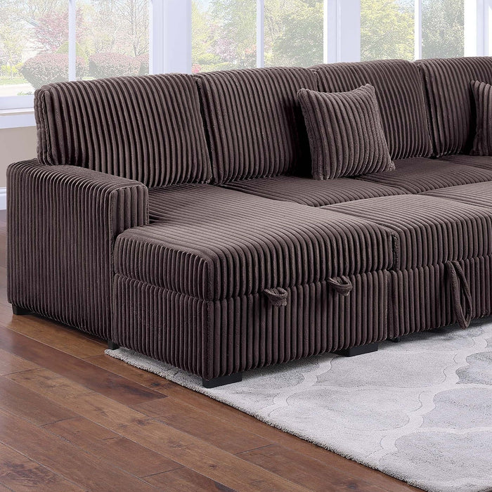 Convertible Sectional Upholstered Sleeper Sofa With Storage Chaise