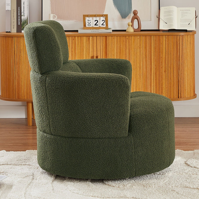 360° Swivel Chair Upholstered Accent Barrel Chair With Adjustable Headrest