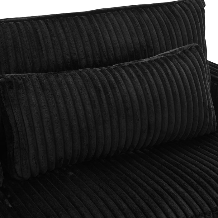 Modern Corduroy Loveseat Sofa With 4 Pillows
