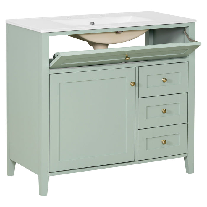 Bathroom Vanity With Sink, Cabinet With 3 Drawers And Adjustable Shelf