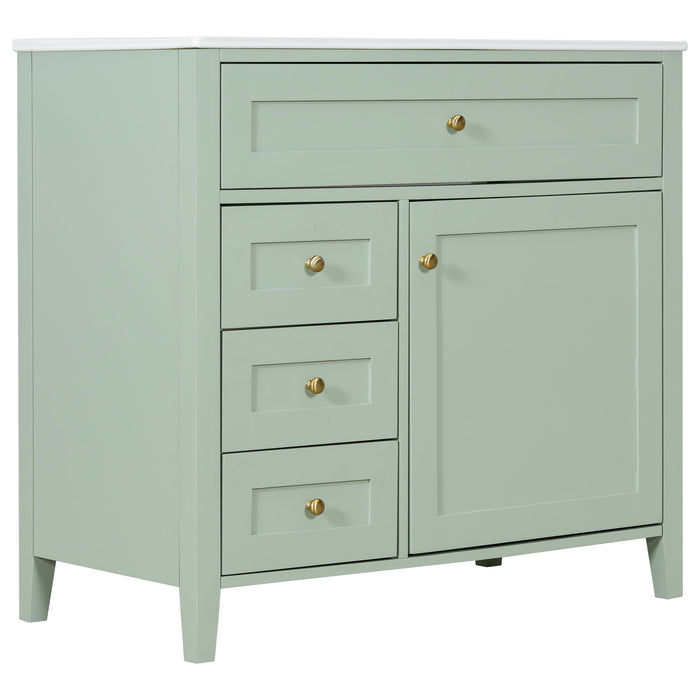 Bathroom Vanity With Sink, 3 Drawers & Cabinet With Adjustable Shelves