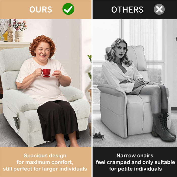 Oversized Power Lift Recliner Chai With Remote Control, Side Pocket, Spacious Seat