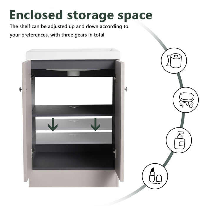 Contemporary Freestanding Bathroom Vanity With Resin Sink & Soft-Close Cabinet Doors