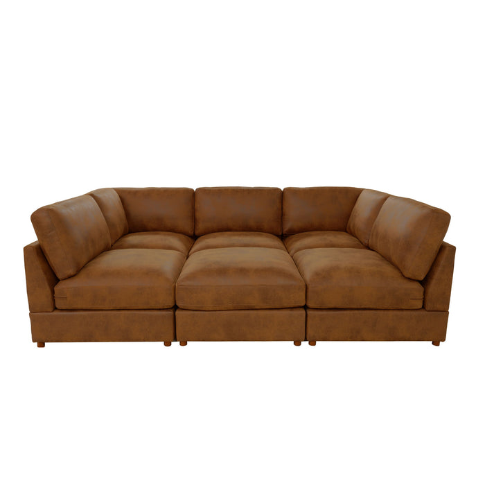 Modular Upholstered Sectional, Medium Firm Seat Cushion, Custom Configuration - Brown