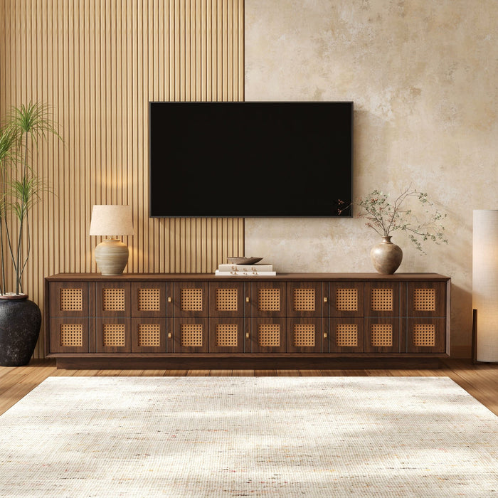Media Console TV Stand With 6 Drawers & 2 Cabinets - Walnut