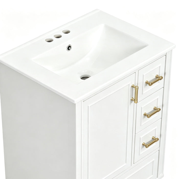 Modern Bathroom Vanity With Sink, Soft Close Doors, 3 Drawers