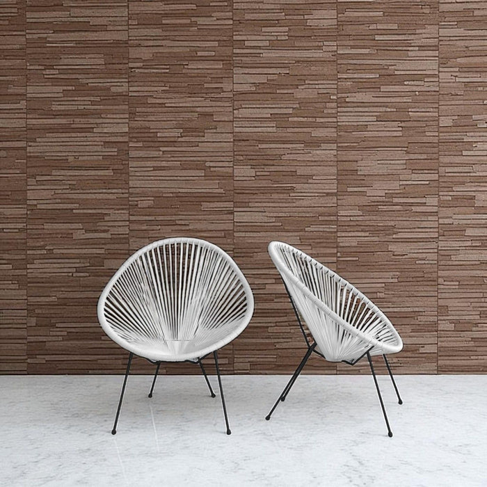 Outdoor Lounge Chair Set With Handwoven Seats, Weather Resistant - White