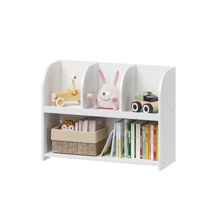 Bookcase With 4 Compartments, Storage Shelf For Toys And Books - White