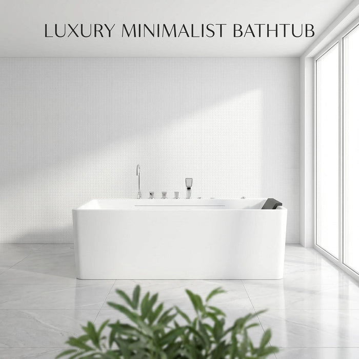Xavier - Single Massage Bathtub, Equipped With Gfci Plug And Ul Certified Water Pump, Upc Certified Drain - Milk White