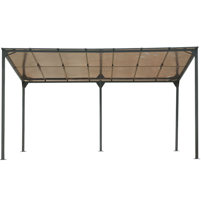 Outdoor Wall Mounted Gazebo With Sloped Roof Design, Uv Protection, And Durable Iron Frame - Gray