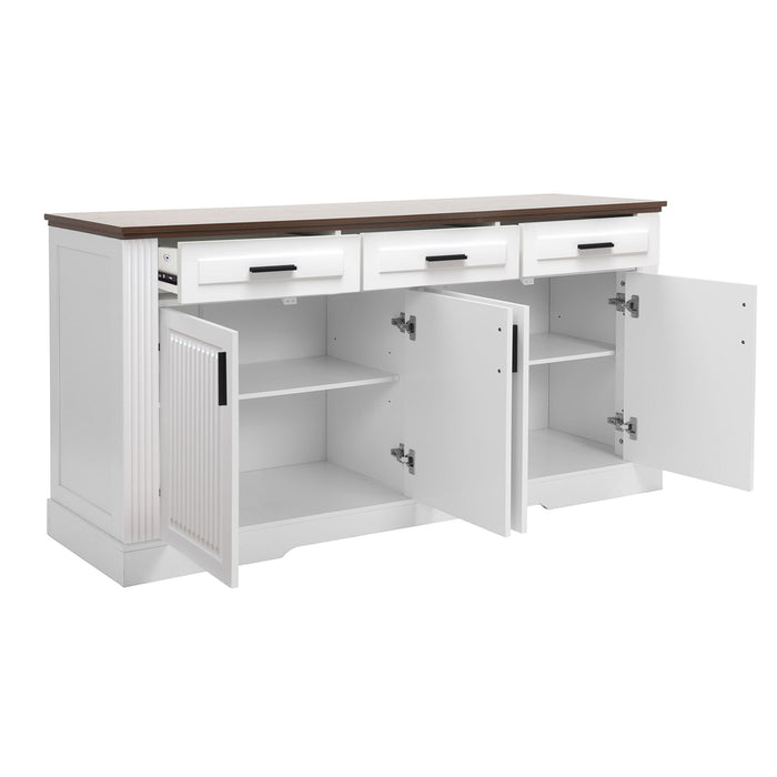 Fluted Sideboard Buffet Cabinet With 4 Doors And 3 Drawers