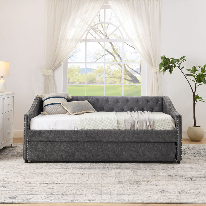 Upholstered Daybed With USB Charging & Pull Out Bed
