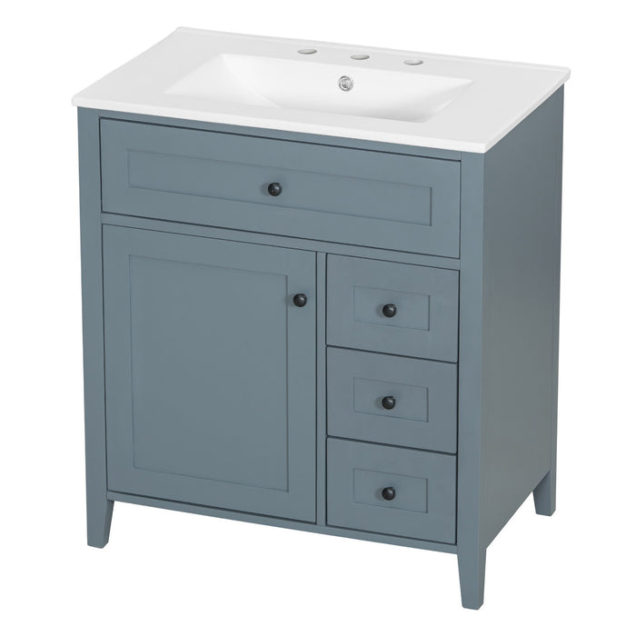 Bathroom Vanity With Sink, 3 Drawers And Adjustable Shelf