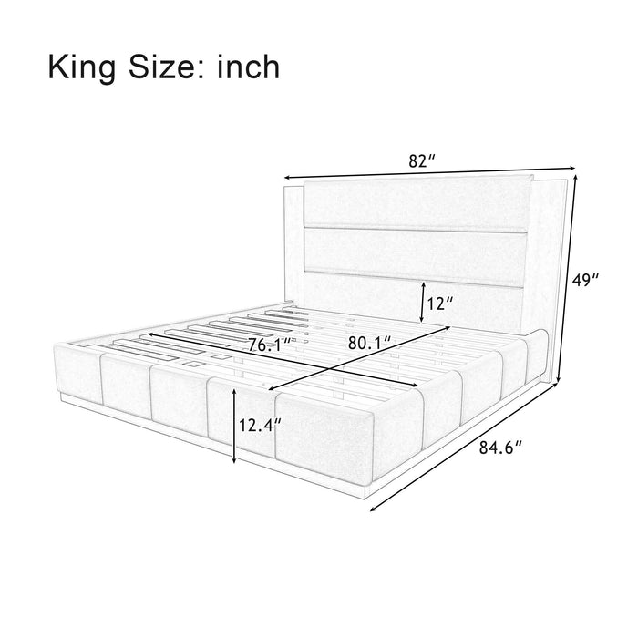 Modern Upholstered Platform Bed With Extended Headboard