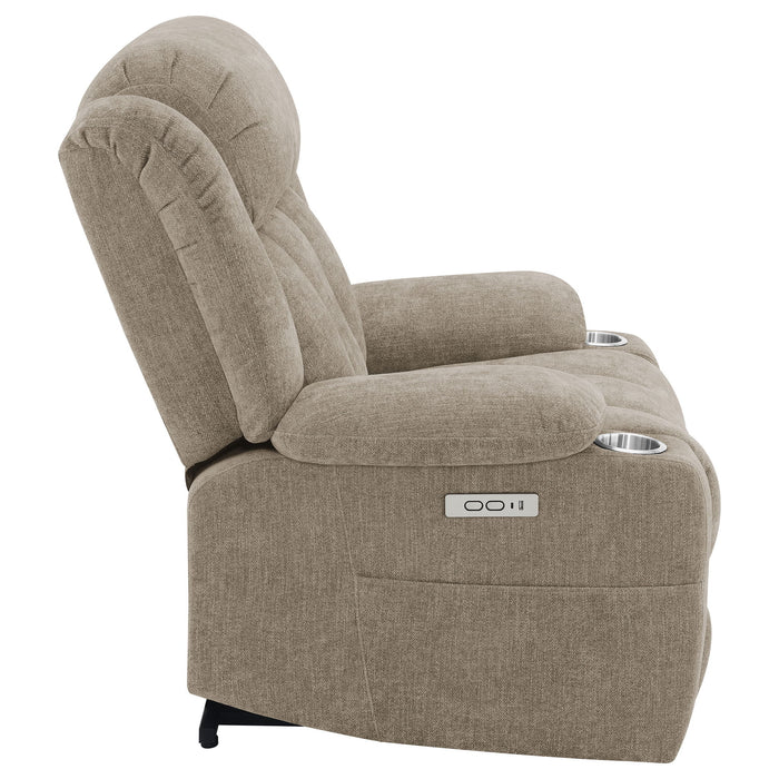 Beca - Upholstered Power Lift Recliner With Cupholders And USB Charging