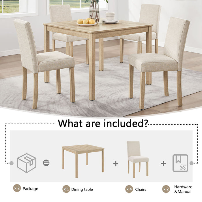 Modern 4 Person Dining Table Set With 4 Chairs