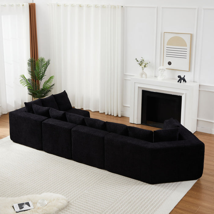 L - Shaped Modular Sofa With Deep Seat And 11 Pillows