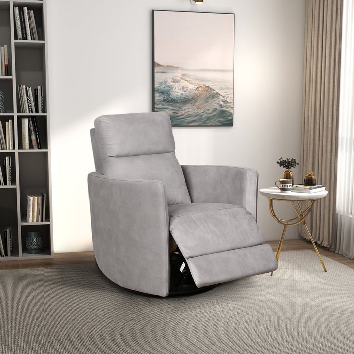 Lawson - Swivel Glider Suede Recliner Chair - Latte