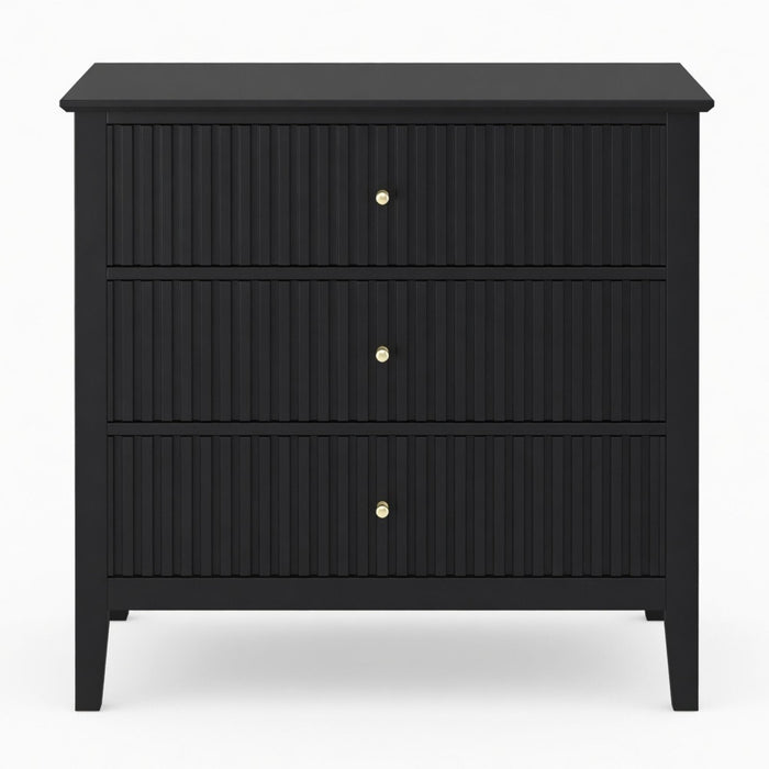 Fluted 3 Drawer Nightstand With Soft Close Slides