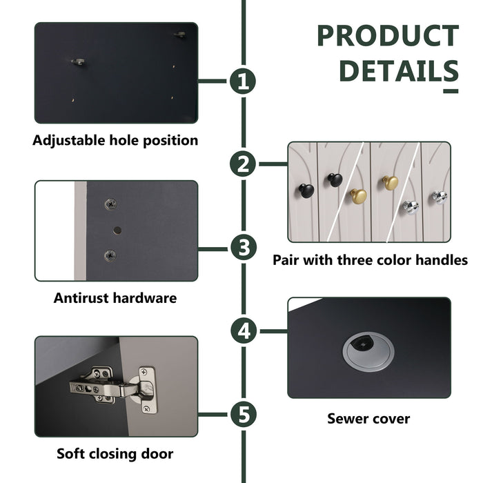 Modern Freestanding Bathroom Vanity With Soft Close Cabinet Doors