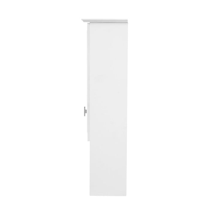 Wall Mount 2 In 1 Mirror Cabinet With Adjustable Shelves, Open Storage, For Bathroom Vanity - White