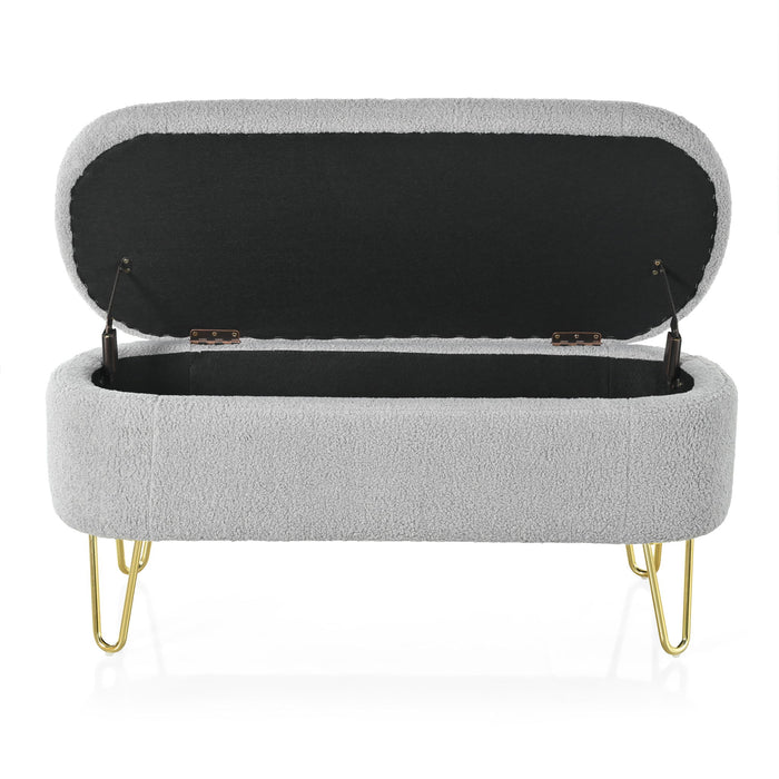 Upholstered Oval Storage Bench For Living Room
