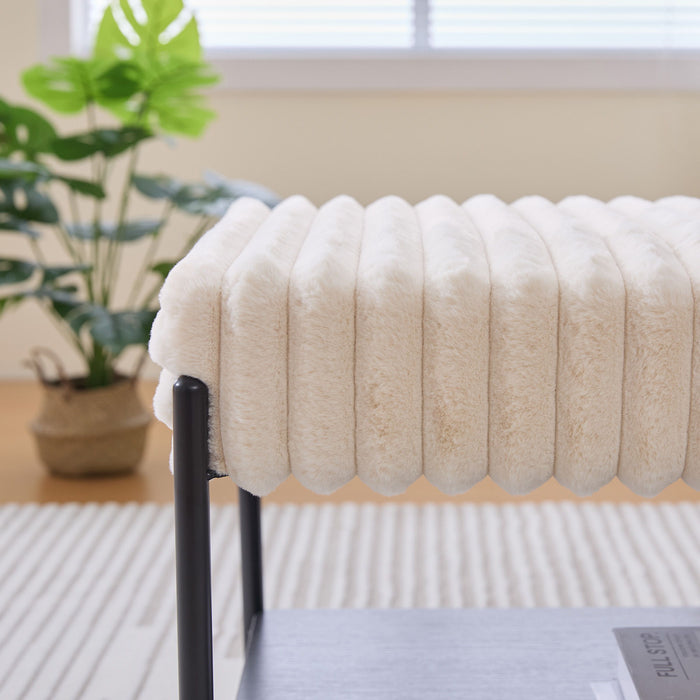 Upholstered Ottoman Coffee Table Foot Rest With Open Storage