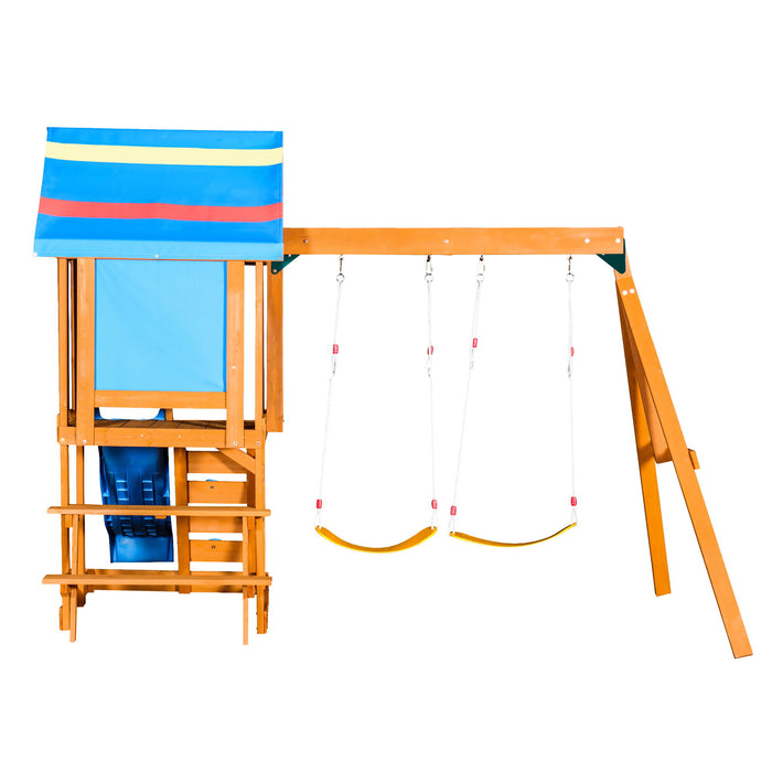 Children's Playset 3 In 1 With Slide, Swings, And Climber