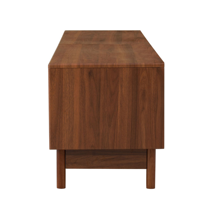 TV Stand, Entertainment Center With Fluted Drawers For Living Room - Walnut