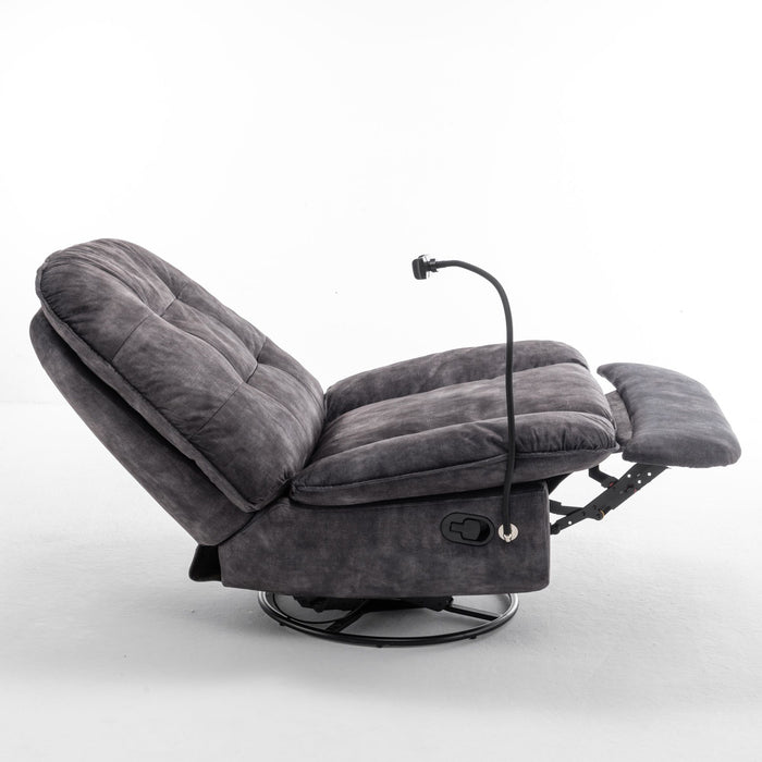 Modern Swivel Gliding Recliner Chair With Rocking Function And Phone Holder, Large Comfortable
