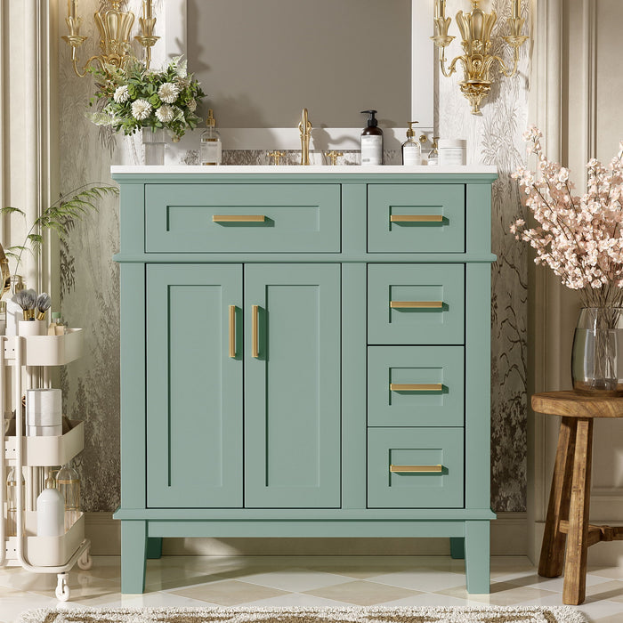 Modern Bathroom Vanity With Sink, Storage Cabinet, Soft Close Doors, Deep & Standard Drawers