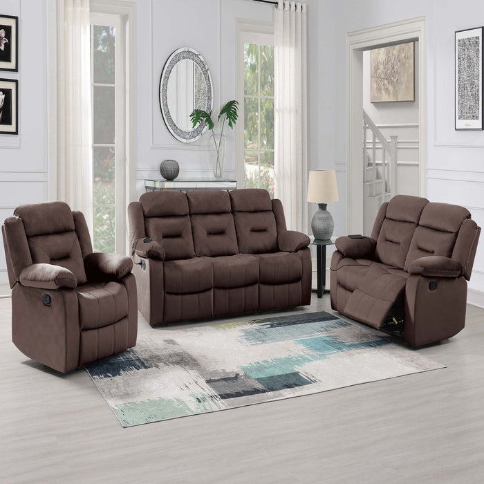Modern Recliner Sofa With Pillow Arms, Plush Backrest, Horizontal Tufting, USB Charging Port